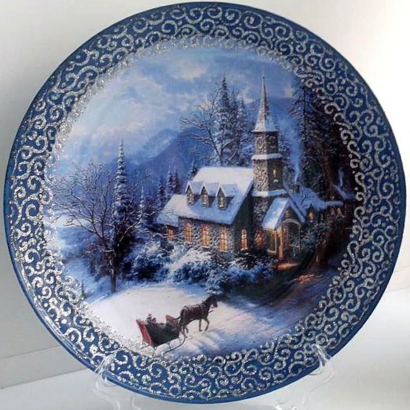 Christmas Decoupage Plate