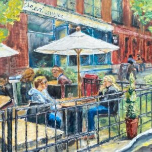 Afternoon conversations, 22x28, oil, canvas, $460