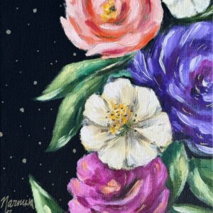 Midnight Roses, 8x10, oil, canvas board, framed, $130